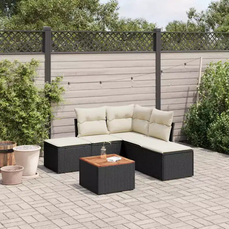 vidaXL Conjunto de Sofás de Jardín con Cojines Muebles de Exterior Ratán Sintético