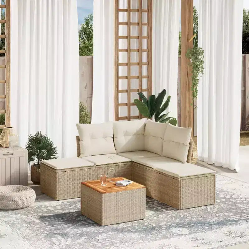 vidaXL Conjunto de Sofás de Jardín con Cojines Muebles de Exterior Ratán Sintético