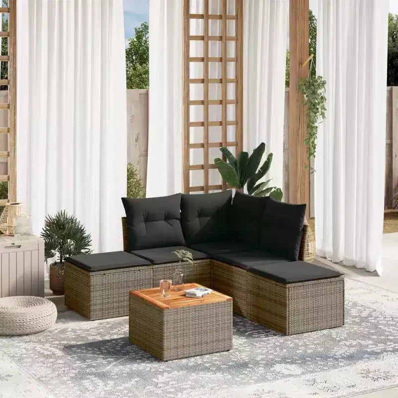 vidaXL Conjunto de Sofás de Jardín con Cojines Muebles de Exterior Ratán Sintético