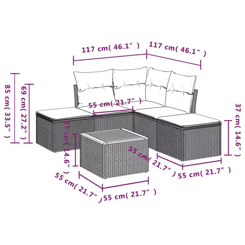 vidaXL Conjunto de Sofás de Jardín con Cojines Muebles de Exterior Ratán Sintético