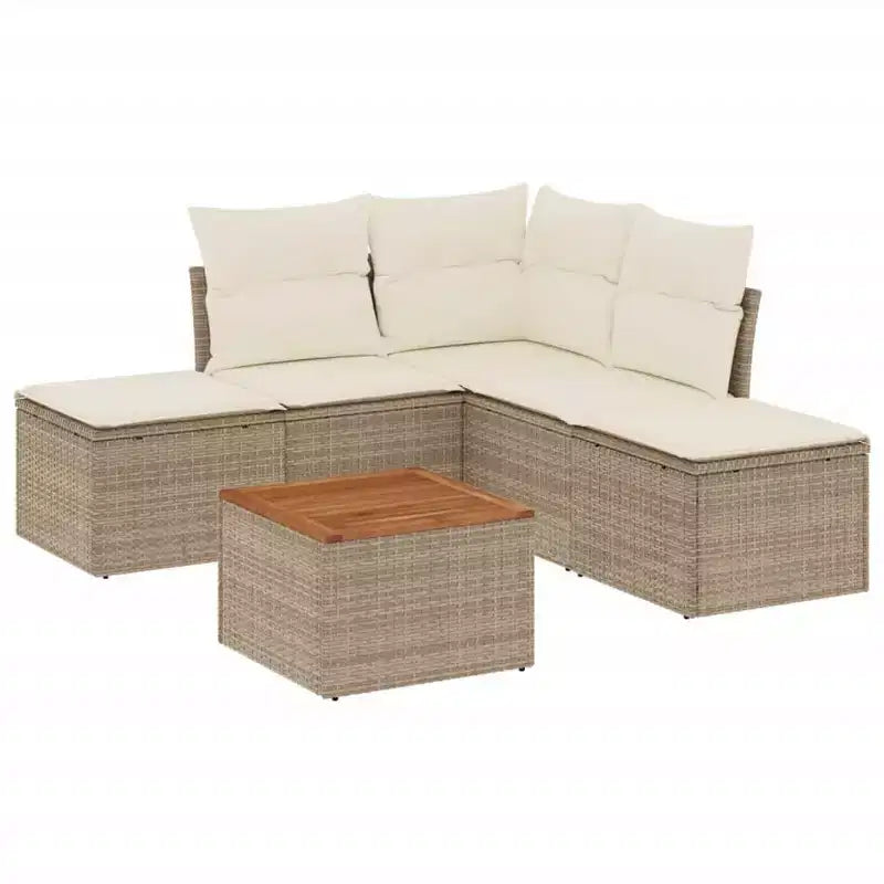vidaXL Patio Sofa Set with Cushions Outdoor Furniture Poly Rattan