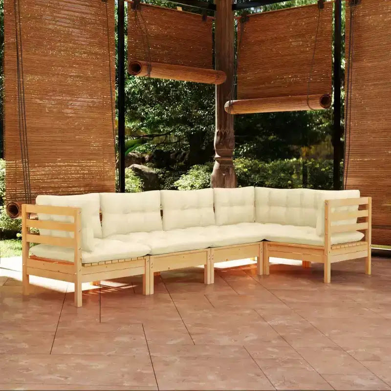 vidaXL Salon de jardin en pin massif avec coussins, multicolore