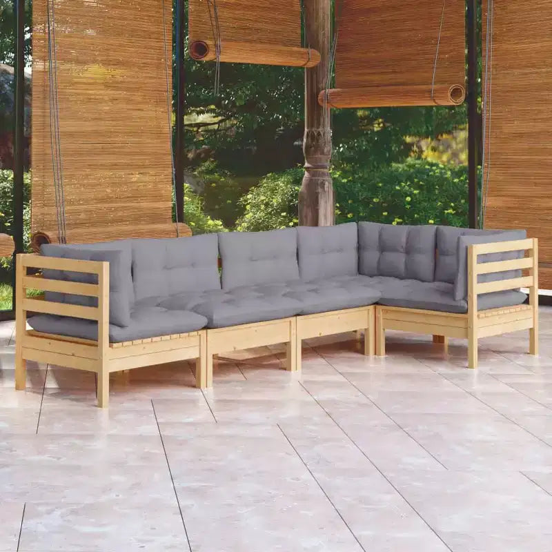 vidaXL Salon de jardin en pin massif avec coussins, multicolore