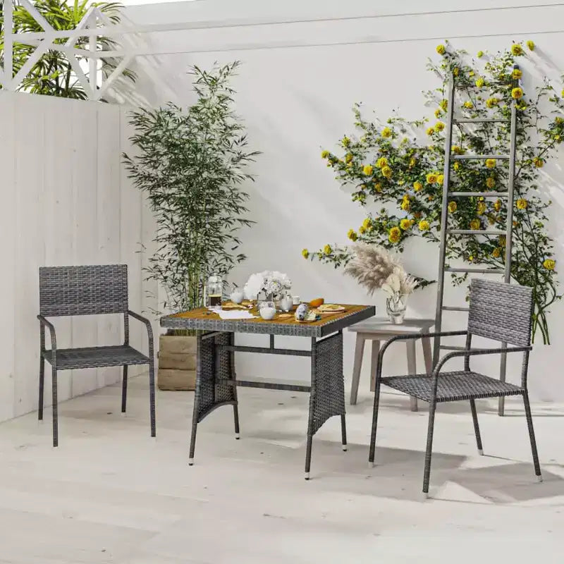 Conjunto de comedor de exterior vidaXL de ratán sintético con estructura de acero