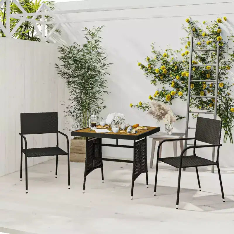 Conjunto de comedor de exterior vidaXL de ratán sintético con estructura de acero