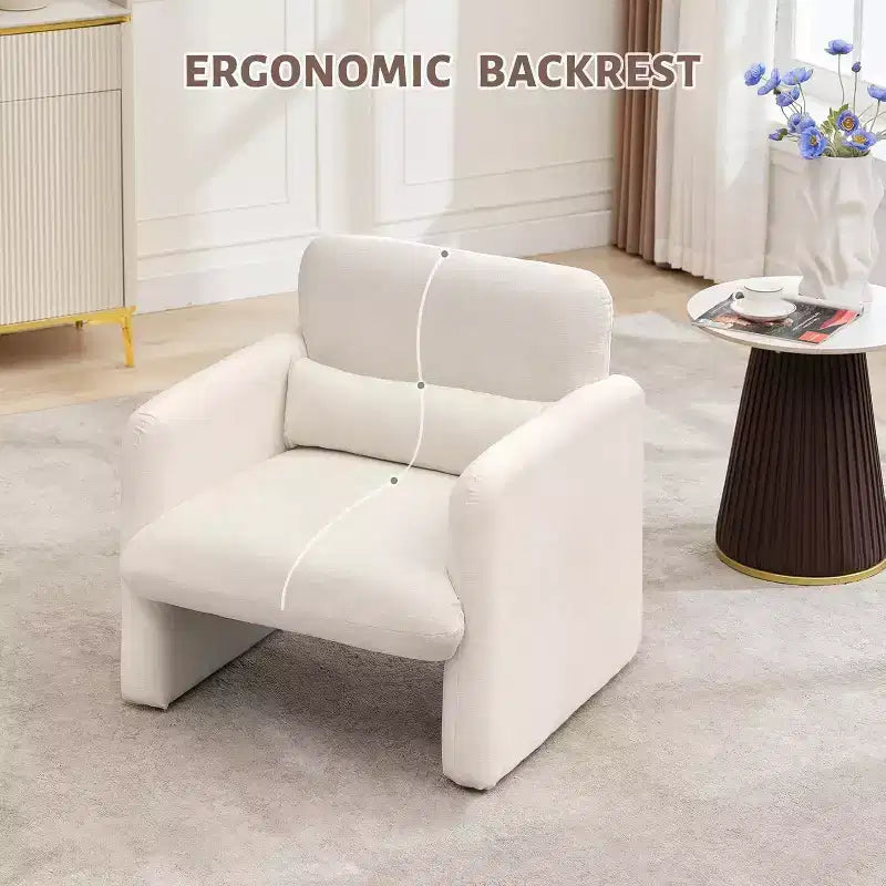 Accent Chair with Arms, Modern Chenille Fabric Living Room Chair,Upholstered Armchair Leisure Single Sofa Chair for Bedroom, Office, Apartment