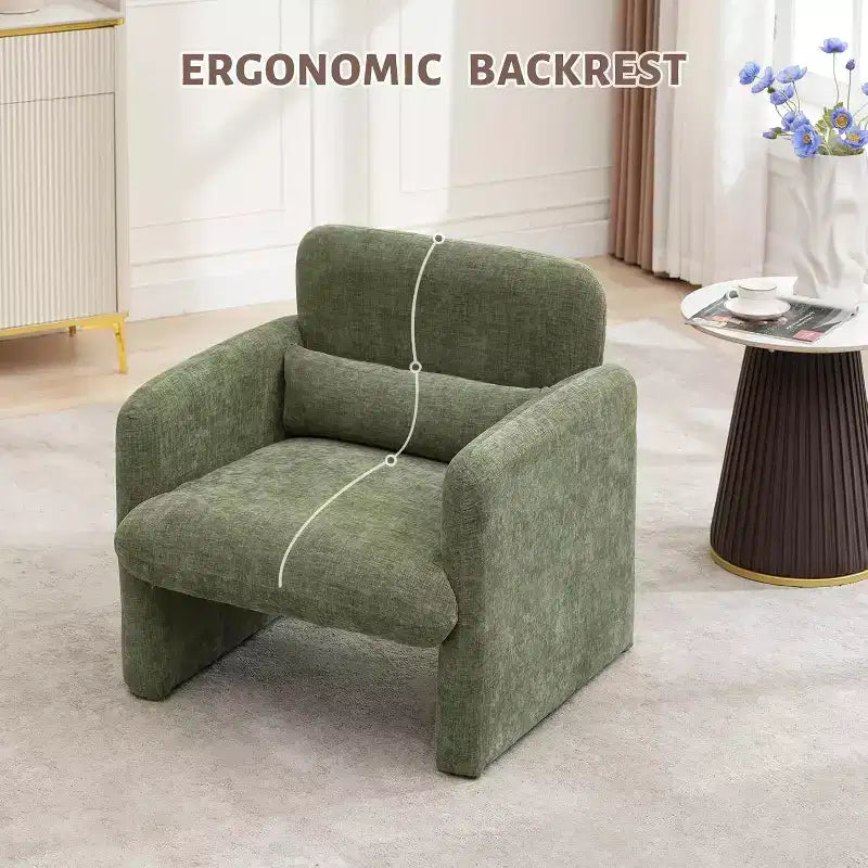 Accent Chair with Arms, Modern Chenille Fabric Living Room Chair,Upholstered Armchair Leisure Single Sofa Chair for Bedroom, Office, Apartment