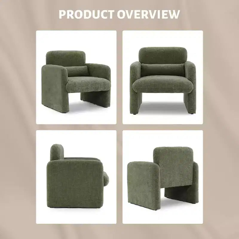 Accent Chair with Arms, Modern Chenille Fabric Living Room Chair,Upholstered Armchair Leisure Single Sofa Chair for Bedroom, Office, Apartment