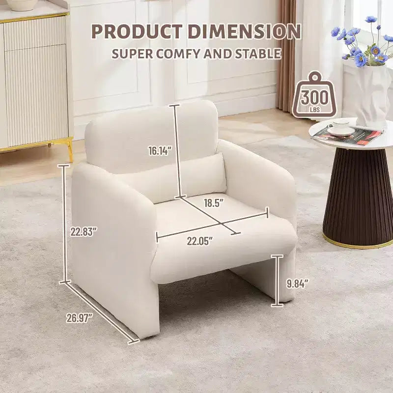 Accent Chair with Arms, Modern Chenille Fabric Living Room Chair,Upholstered Armchair Leisure Single Sofa Chair for Bedroom, Office, Apartment