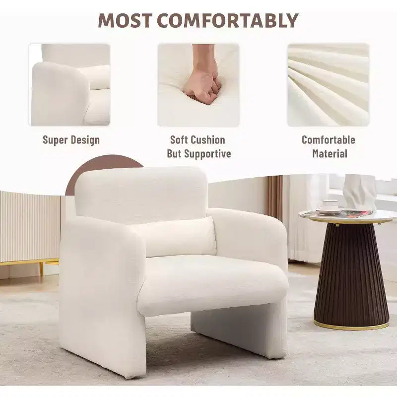 Accent Chair with Arms, Modern Chenille Fabric Living Room Chair,Upholstered Armchair Leisure Single Sofa Chair for Bedroom, Office, Apartment