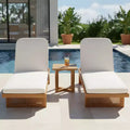Christopher Knight Home Damaris Patio 3 Piece Acacia Wood Rattan Sunlounge Set with Cushion and Slatted Table