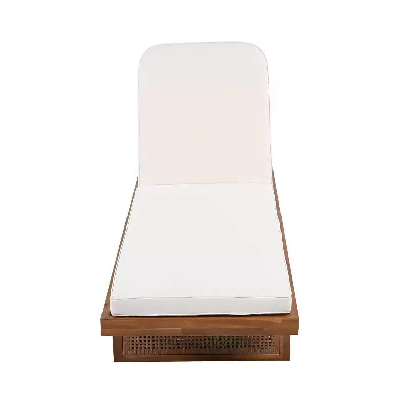 Christopher Knight Home Damaris Juego de 3 Piezas para Patio con Tumbona de Madera de Acacia y Ratán con Cojín y Mesa de Listones