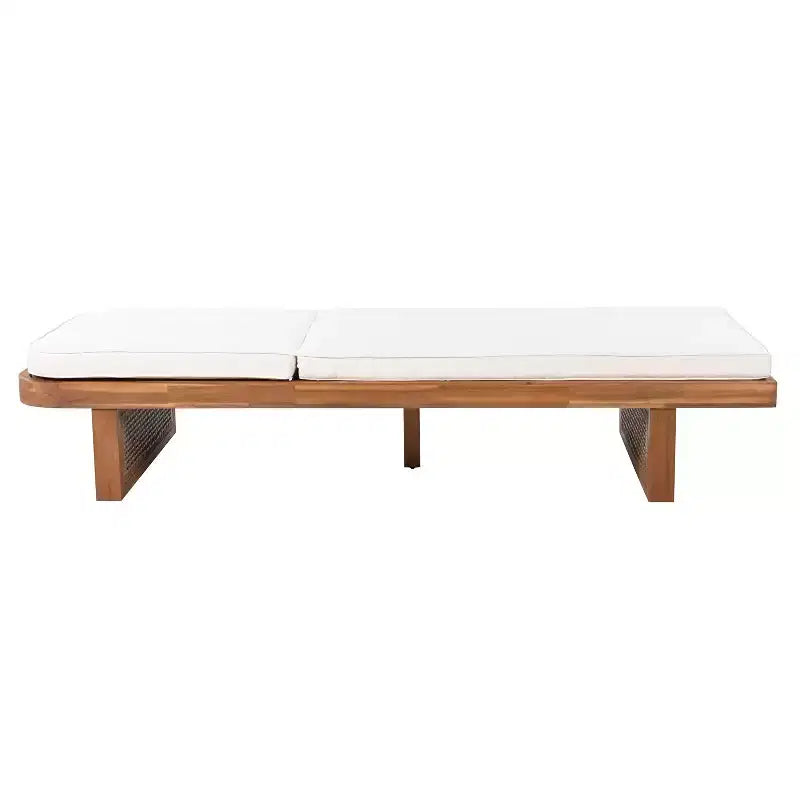 Christopher Knight Home Damaris Juego de 3 Piezas para Patio con Tumbona de Madera de Acacia y Ratán con Cojín y Mesa de Listones