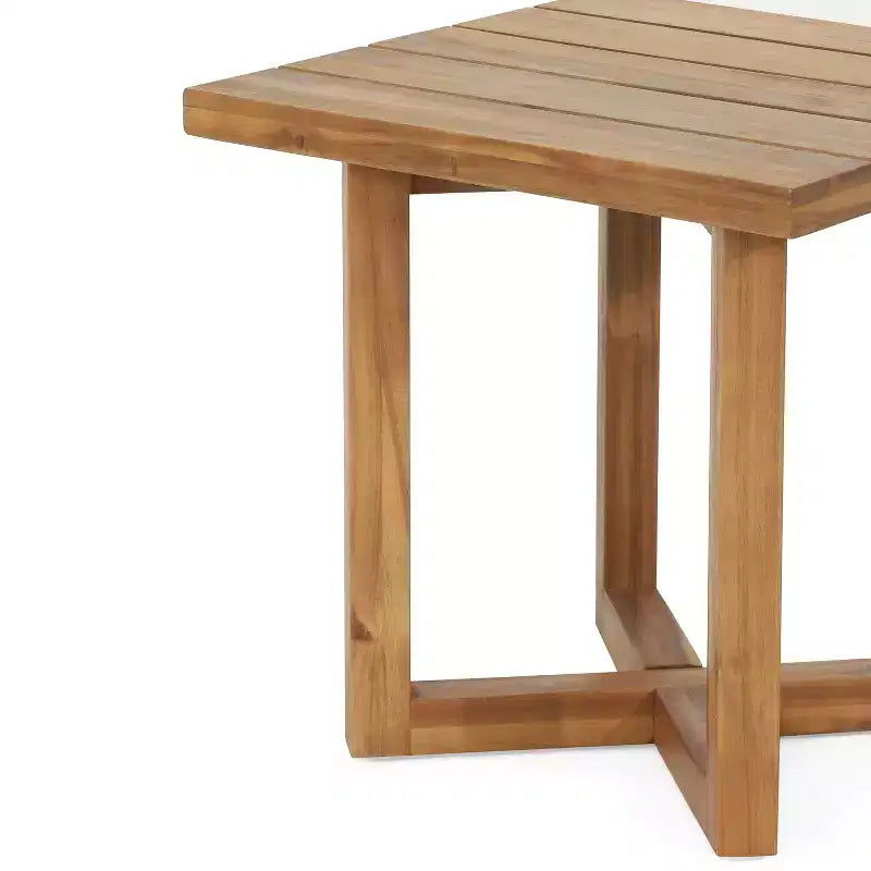 Christopher Knight Home Damaris Juego de 3 Piezas para Patio con Tumbona de Madera de Acacia y Ratán con Cojín y Mesa de Listones