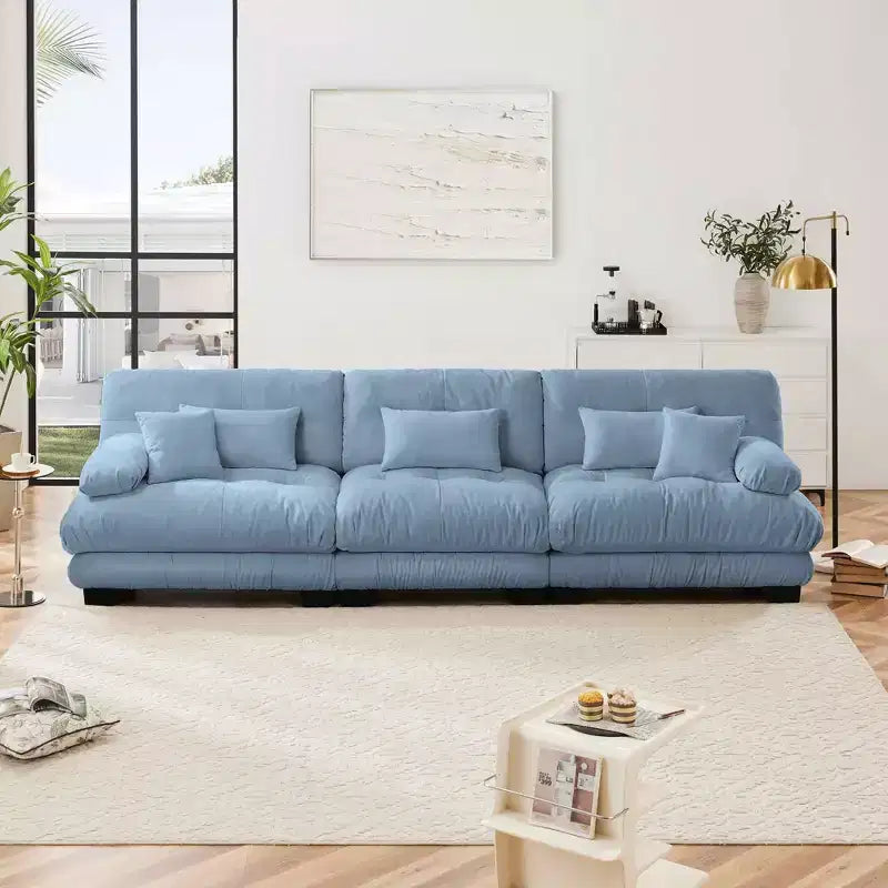 MAYEERTY 3 Seater Sectional Sofa Modular Deep Seat Couch Upholstered Furniture for Living Room Blue