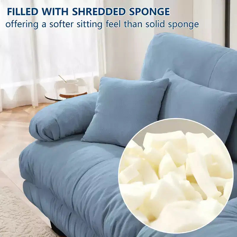 MAYEERTY 3 Seater Sectional Sofa Modular Deep Seat Couch Upholstered Furniture for Living Room Blue
