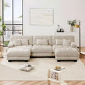 MAYEERTY Luxury Modular Sectional Sofa with 2 Ottoman U Shaped Cloud Couch for Living Room Light Coffee