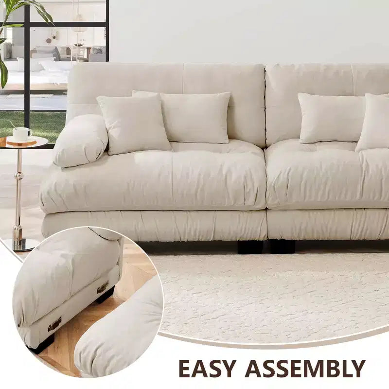 MAYEERTY Luxury Modular Sectional Sofa with 2 Ottoman U Shaped Cloud Couch for Living Room Light Coffee