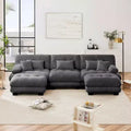 MAYEERTY Luxury Modular Sectional Sofa with U Shaped Cloud Couch with 2 Ottomans for Living Room Gray