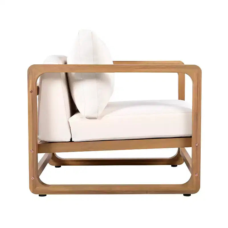 Christopher Knight Home Jessamin Juego de 2 piezas de patio de madera de acacia con cojines y mesa de listones, tamaño extragrande