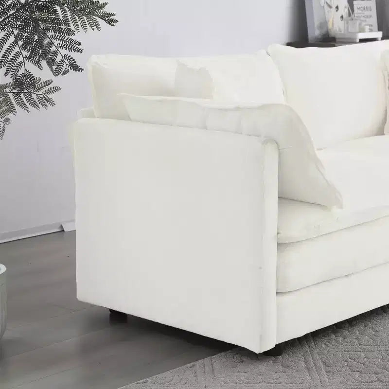 MAYEERTY Free Conbination Comfy Upholstery Modular Oversized L Shaped Sectional Sofa with Ottoman for Living Room White