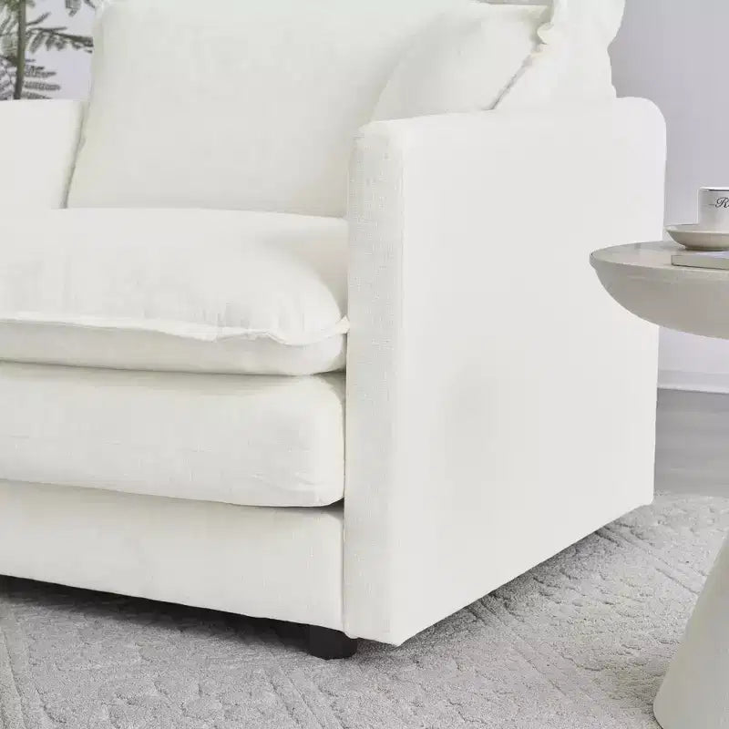 MAYEERTY Free Conbination Comfy Upholstery Modular Oversized L Shaped Sectional Sofa with Ottoman for Living Room White