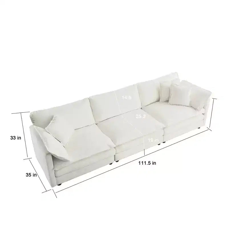 MAYEERTY Free Conbination Comfy Upholstery Modular Oversized L Shaped Sectional Sofa with Ottoman for Living Room White