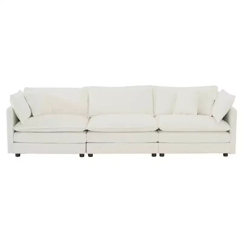 MAYEERTY Free Conbination Comfy Upholstery Modular Oversized L Shaped Sectional Sofa with Ottoman for Living Room White