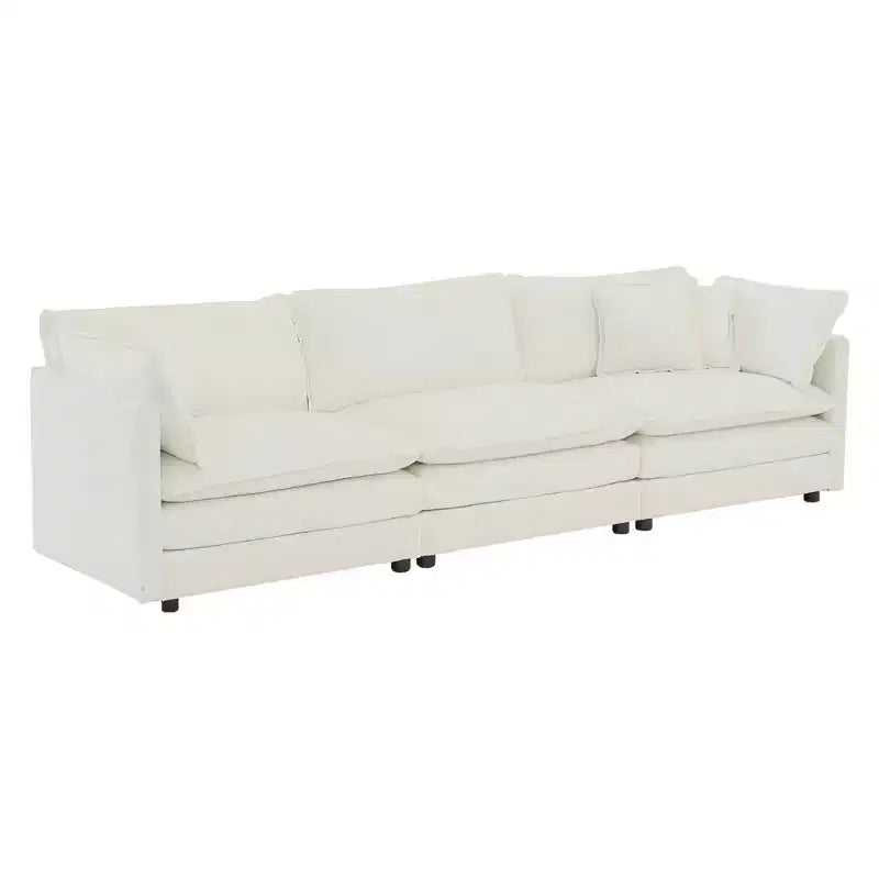 MAYEERTY Free Conbination Comfy Upholstery Modular Oversized L Shaped Sectional Sofa with Ottoman for Living Room White