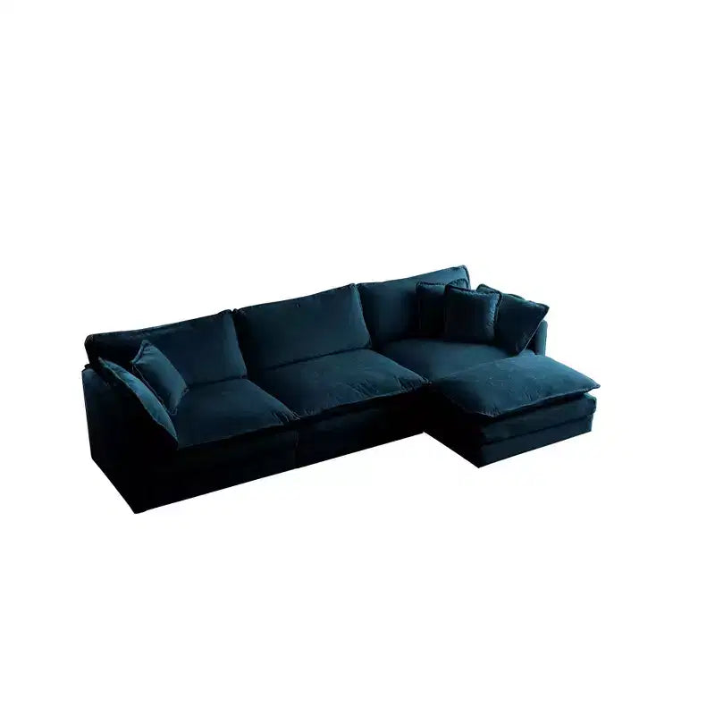MAYEERTY Free Combination Upholstery Modular Oversized L Shaped Sectional Sofa woth Reversible Ottoman for Living Room Blue