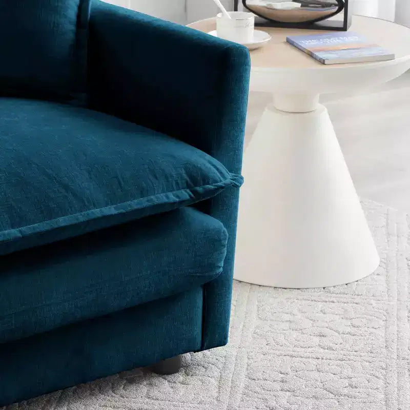 MAYEERTY Free Combination Upholstery Modular Oversized L Shaped Sectional Sofa woth Reversible Ottoman for Living Room Blue