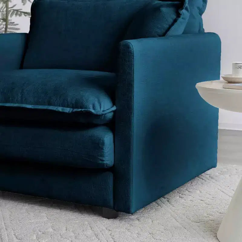 MAYEERTY Free Combination Upholstery Modular Oversized L Shaped Sectional Sofa woth Reversible Ottoman for Living Room Blue