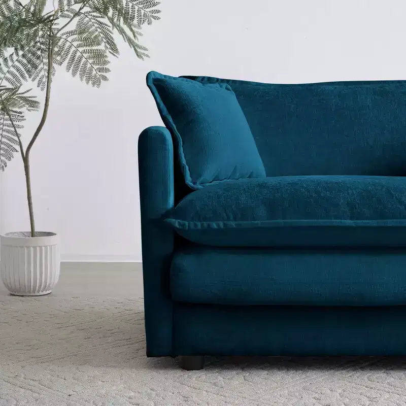 MAYEERTY Free Combination Upholstery Modular Oversized L Shaped Sectional Sofa woth Reversible Ottoman for Living Room Blue