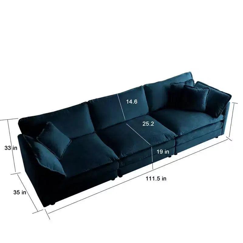 MAYEERTY Free Combination Upholstery Modular Oversized L Shaped Sectional Sofa woth Reversible Ottoman for Living Room Blue
