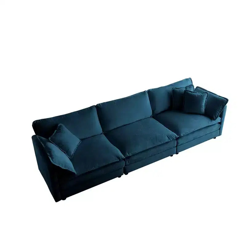 MAYEERTY Free Combination Upholstery Modular Oversized L Shaped Sectional Sofa woth Reversible Ottoman for Living Room Blue