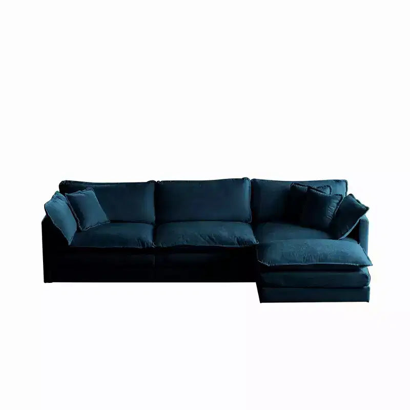 MAYEERTY Free Combination Upholstery Modular Oversized L Shaped Sectional Sofa woth Reversible Ottoman for Living Room Blue