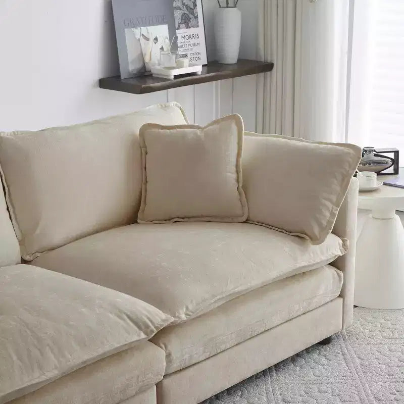 MAYEERTY Confort U Shaped Sofa with Reversible Chaise Modular Large U Shaped Sectional Sofa with Ottoman for Living Room Beige