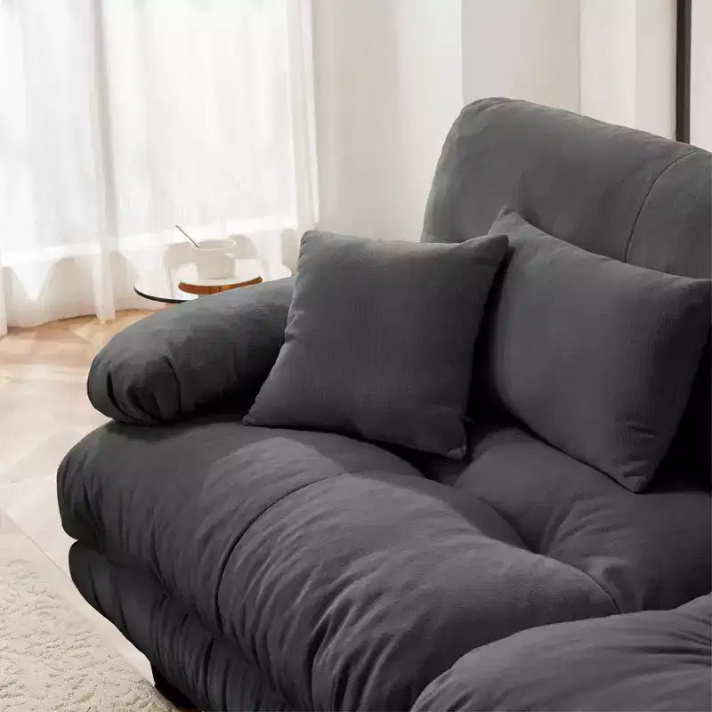 MAYEERTY Cloud Sectional Sofa with 2 Seater 2 Lumbar Pillows 2 Throw Pillows Upholstered Wide Arm Sofa for Living Room Gray