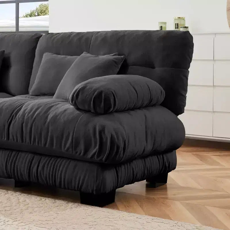 MAYEERTY Cloud Sectional Sofa with 2 Seater 2 Lumbar Pillows 2 Throw Pillows Upholstered Wide Arm Sofa for Living Room Gray