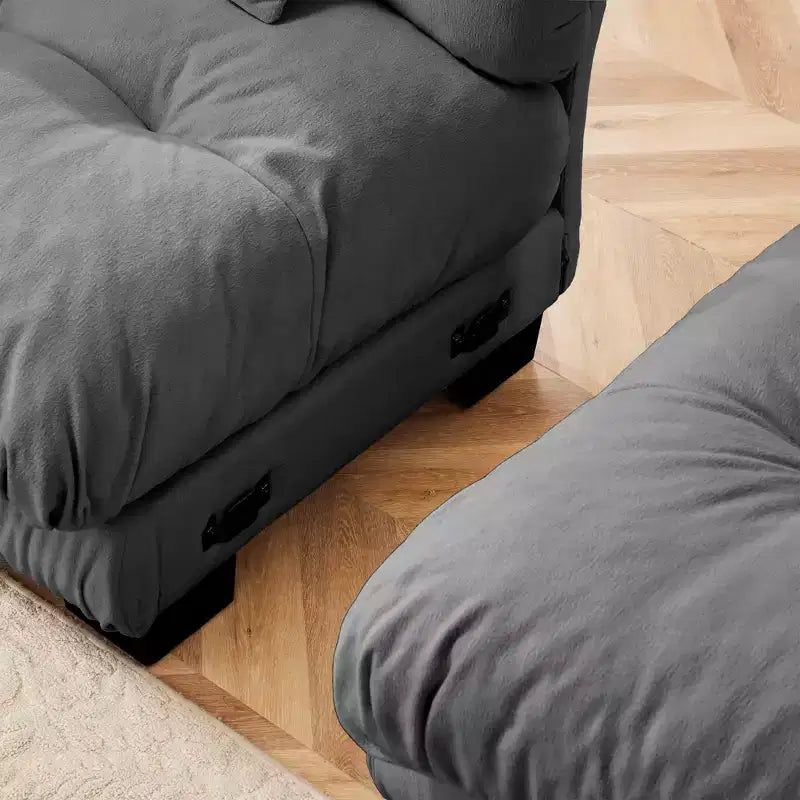MAYEERTY Cloud Sectional Sofa with 2 Seater 2 Lumbar Pillows 2 Throw Pillows Upholstered Wide Arm Sofa for Living Room Gray