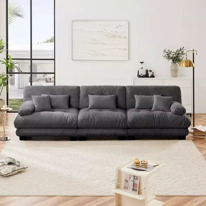 MAYEERTY 3 Seater Sectional Sofa Modular Deep Seat Couch for Living Room Gray