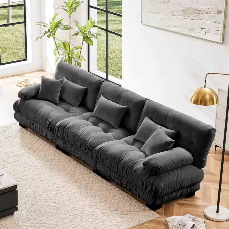 MAYEERTY 3 Seater Sectional Sofa Modular Deep Seat Couch for Living Room Gray