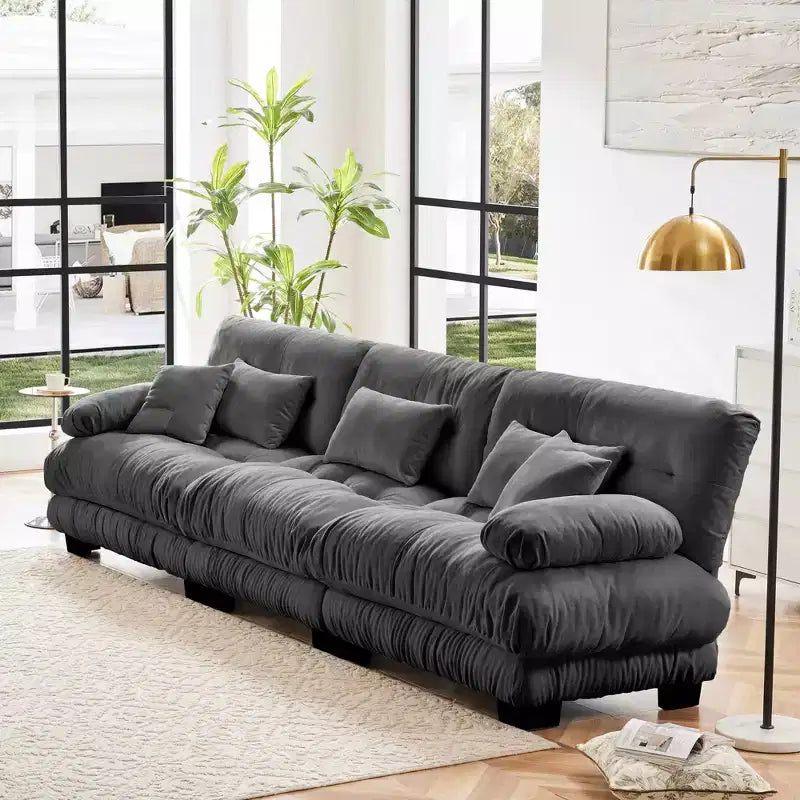 MAYEERTY 3 Seater Sectional Sofa Modular Deep Seat Couch for Living Room Gray