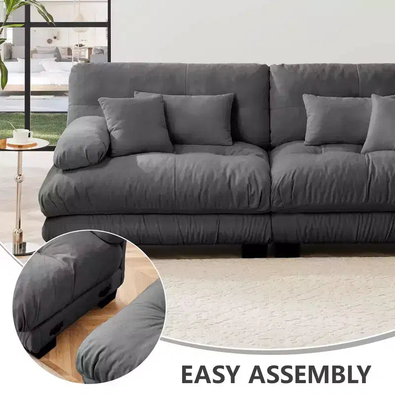 MAYEERTY 3 Seater Sectional Sofa Modular Deep Seat Couch for Living Room Gray