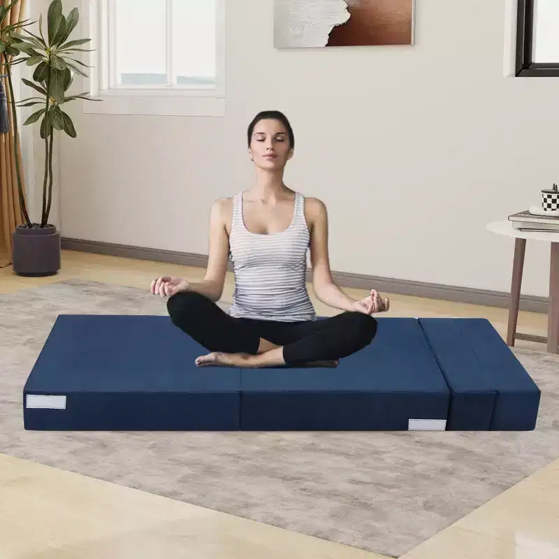 Folding Sofa Bed, Foldable Couch Bed with Pillow, Convertible Sleeper Chair Folding Sofa Mattress, Futon Floor Couch with Memory Foam Washable Cover