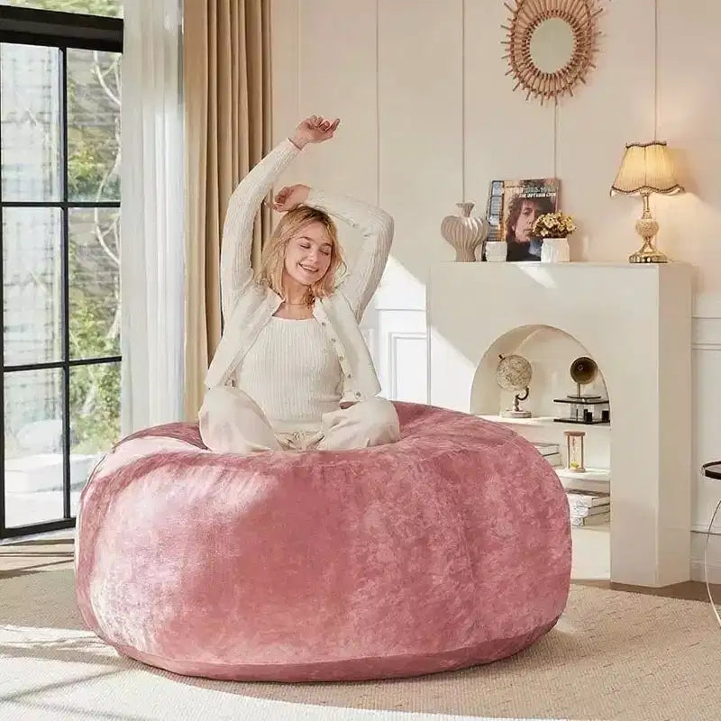 4FT bean bag chair, memory foam filling, adult and teen bean bag chair, soft sofa with removable flannel cover, round sofa for living room, bedroom