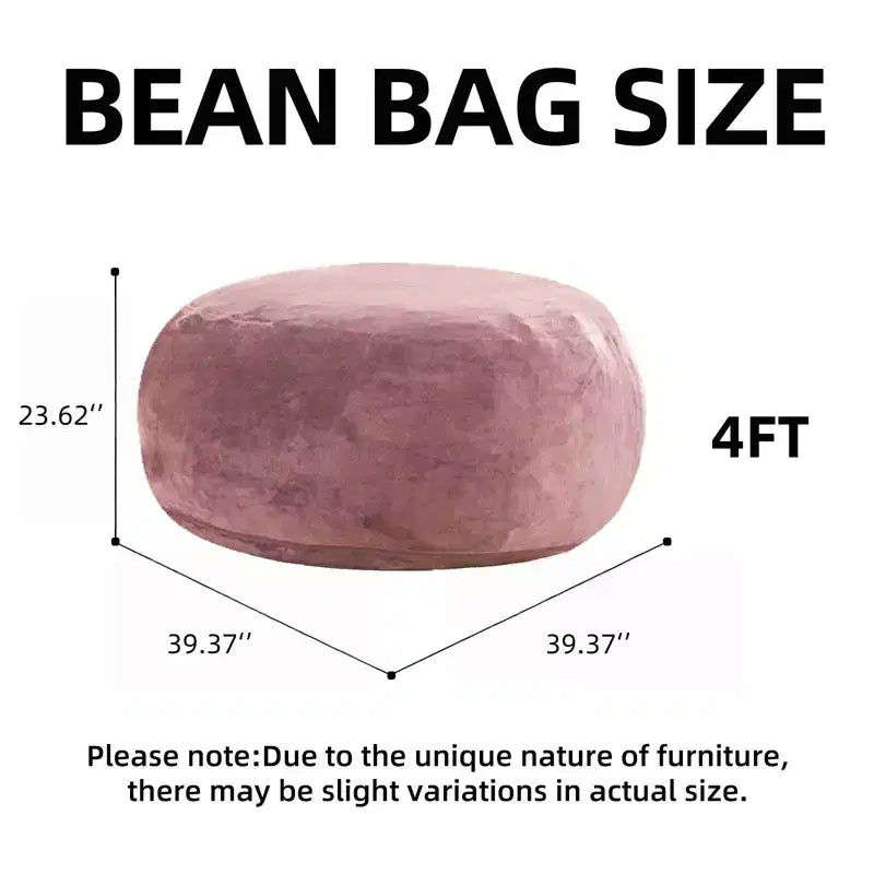 4FT bean bag chair, memory foam filling, adult and teen bean bag chair, soft sofa with removable flannel cover, round sofa for living room, bedroom