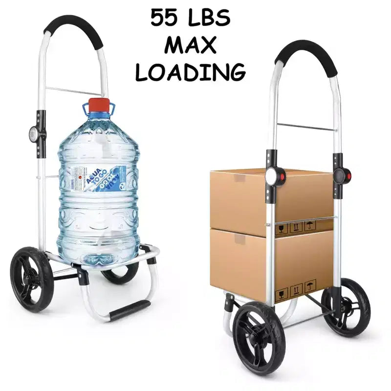 Carrito de compras plegable de aluminio con ruedas y bolsa extraíble