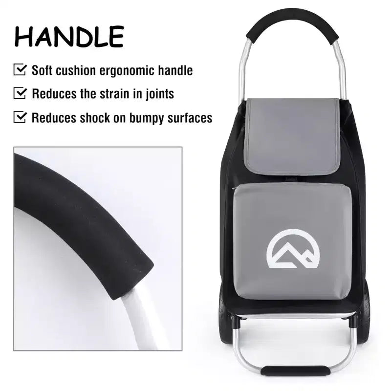 Carrito de compras plegable de aluminio con ruedas y bolsa extraíble