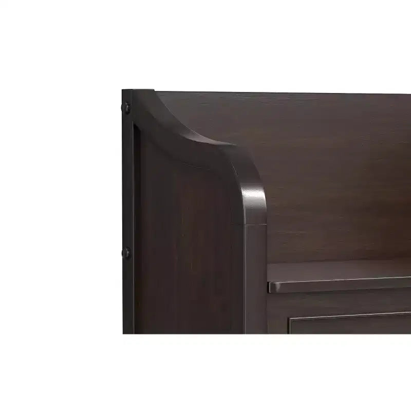 Banco pequeño de almacenamiento para recibidor, madera maciza con tapa levadiza, marrón castaño oscuro